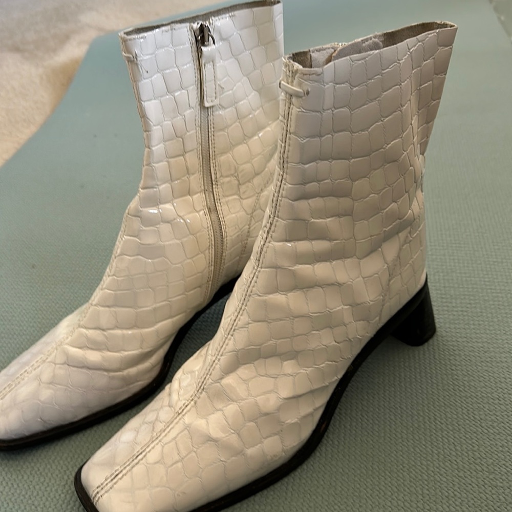 Topshop leather white boots